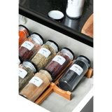 KukiWood Etiketli 10’lu Cam Baharatlık Organizer – Dolap & Çekmece İçi Tuzluk Düzenleyici Seti
