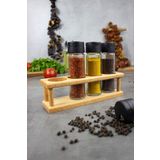 KukiWood Jasmine 4'lü Baharatlık Takımı, Ahşap Standlı 4'lü Baharatlık Seti