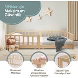 Kukka KCB351 Doğal Ahşap Montessori Yer Yatağı – 90X190 Cm’den 90X200 Cm’ye Dönüştürülebilir Masif Ahşap Karyola - 90 X 190
