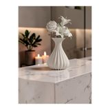 KUKO DESIGN Gri Mermer Desenli Modern Dekoratif Vazo 15 cm | Minimal Bohem Masa Üstü Çiçek Vazosu | Ev Salon Ofis TV ünitesi Dekoru