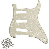 Kul Concept Stratocaster St Kasa Elektro Gitar Pickguard 3 Katmanlı 11 Delikli Beyaz Krem Desenli