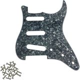 Kul Concept Stratocaster St Kasa Elektro Gitar Pickguard 3 Katmanlı 11 Delikli Siyah Inci Desenli - Siyah - Gri