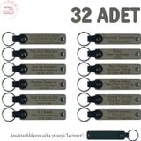 Kül Gri, Bebek Mevlidi Hatırası İçin İsim Yazılı Anahtarlık 32’li Set, Misafire Özel Hediye