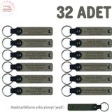 Kül Gri & Yeşil, Bebek Mevlidi Hatırası İçin İsim Yazılı Anahtarlık 32’li Set Misafirlerinize Hatıra
