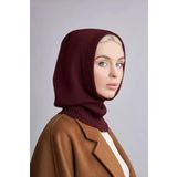 Külah Balaclava Kadın Triko Kar Maskesi Bere Boyunluk Bordo