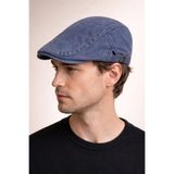 Külah Daily Form Washed Flat Cap, Mavi, Ayarlanabilir Tokalı Denim Kasket, Erkek