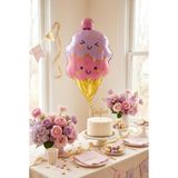 Külah Dondurma Figürlü Pembe Folyo Balon | Kız Çocuk Doğum Günü Ice Cream Temalı Konsept Parti Süsleme Dekorasyon Balonu