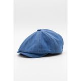 Külah Erkek Denim İngiliz Newsboy Kasket, Açık Mavi, Standart Fit
