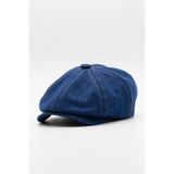 Külah Erkek Denim İngiliz Newsboy Kasket, Koyu Mavi, Standart Fit