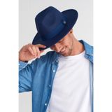 Külah Erkek Fedora Panama Fötr Şapka, Koyu Lacivert