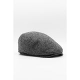 Külah Erkek Kasket Balıksırtı Flat Cap Termal Yün Şapka Gri