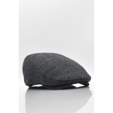Külah Erkek Kasket Balıksırtı Kışlık Flat Cap Yün, Koyu Gri
