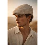 Külah Erkek Keten Premium Bej Şapka Yazlık Flat Cap Kasket