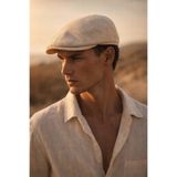 Külah Erkek Keten Premium Krem Şapka, Yazlık Flat Cap Kasket, M/L Beden