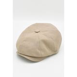 Külah Erkek Keten Şapka Newsboy Cap Kasket Fötr Bere,Bej 59 Cm