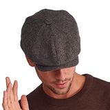 Külah Erkek Koyu Kahve Balıksırtı Kasket 8 Parça Peaky Blinders Şapka