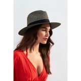 Külah Kadın Simli Premium Hasır Fedora Şapka - Siyah