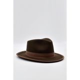 Külah Vintage Erkek Fedora Fötr Şapka, Panama, İngiliz Trilby, Kahverengi Koyu, M Beden