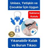 Kulak ve Burun Tıkama Seti Deniz Havuz İçin Su Kaçmasını Önleyici Tıkaç Yüzücü Tıkacı Silikon