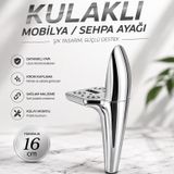 Kulaklı Krom Kaplama Sert Plastik Sehpa Ayağı 16 Cm Mobilya Kanepe Koltuk Ayağı Ayak