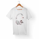 Kulaklık-Headphone Baskılı Beyaz Tişört