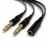 Kulaklık Mikrofon Birleştirici Kablo 3.5Mm Dişi To 2X3.5Mm Erkek renk-siyah
