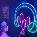 Kulaklık Neon Tabela - Müzik Severler için LED Metal Duvar Sanatı, Yatak Odası, Stüdyo, Ofis için Modern Neon Işık Dekoru (Uzaktan Kumandasız)