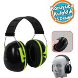 Kulaklık Siyah Yeşil Manşonlu Gürültü Önleme 25 Db Ses Koruma Kulak Işitme Koruyucu - 1 - 1 Adet