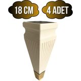 Kule Desenli Krem Plastik Ayak Mobilya Masa ve Dolap AYAĞI(18CM - 23CM)(KREM - Altın) - 18cm - 4 ADET