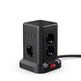 Kule Tipi Çoklu Priz – 3 USB-A + 1 Type-C Çıkışlı, Akım Korumalı, Tek Tuş Kontrollü Masaüstü Priz