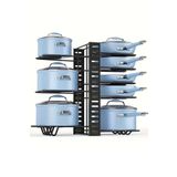 KuleliStore Dolap İçin Tencere Ve Tava Düzenleyici Raf 3 Farklı Kullanım 8 Katlı Organizer