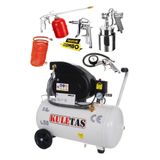 Kuletaş 50 Litre Yağlı Sesli Hava Kompresörü 8 Bar Ve Havalı Alet Seti 5 Parça