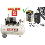 Kuletaş Kompresör Çift Motorlu 60 Litre Süper Sessiz Yağsız + Şarjlı Hava Kompresörü - Özel Seri