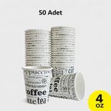 Kullan At Karton Bardak 4 Oz 50 Adet Sıcak İçecekler İçin Modern Tasarım