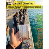 Kullanıma Hazır El Oltası Seti (Misina Kurşun ve Iğneli Balık Takımı) - Tek Ebat - Çok Renkli