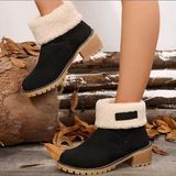 Küllü Kahverengi Içi Kürklü Nubuck Kısa Outdoor Kadın Bot ,kışlık Kadın Bot - Siyah