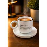 Kulplu Cappuccino Kahve Bardağı Ve Tabak Seti Modern Tasarım Seramik Kahve Kupası Kahve Sunum Seti