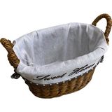 Kulplu Oval Kumaşlı Sepet Küçük Boy 21 x 15 x 17 cm - Kahverengi - 1 Adet