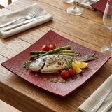 Külsan 10731.R - Saku Yağmur Efektli Kırmızı Servis Tabağı 31x31 cm, Thermoset Melamin