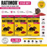 KULSAN Ratimor Pellets 3’lü Set Fare ve Sıçan Yemi 100 gr x 3 Rodentisit Pelet Yem