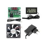 Kuluçka Makinesi Seti - 4 Parça - W1209 Termostat 12v - Isı Nem Ölçer - 12v Adaptör - 80x80 12v Fan-4932
