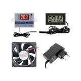 Kuluçka Makinesi Seti - 4 Parça - W3001 Termostat 220v - Isı Nem Ölçer - 12v Adaptör - 80x80 12v Fan-4930