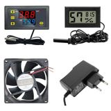 Kuluçka Makinesi Seti - 4 Parça - W3230 Termostat 220V - Isı Nem Ölçer - 12V Adaptör - 80x80 12V Fan