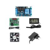 Kuluçka Makinesi Seti - 5 Parça - W1209 Termostat 12v - Isı Nem Ölçer - 12v Adaptör - 80x80 12v Fan - Zaman Rölesi-4928