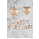 Kum Beji happy Bırthday Kalp Yıldız Folyo Balon Seti