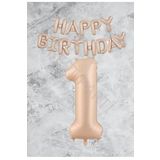 Kum Beji Happy Bırthday Rakam Folyo Balon Seti 1 Yaş