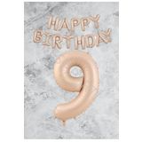 Kum Beji Happy Bırthday Rakam Folyo Balon Seti 9 Yaş