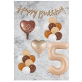 Kum Beji Kalp RakamFolyo Latex Balon ve Bannerlı Set Yaş 5