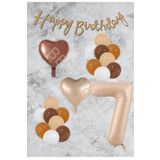 Kum Beji Kalp RakamFolyo Latex Balon ve Bannerlı Set Yaş 7