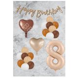 Kum Beji Kalp RakamFolyo Latex Balon ve Bannerlı Set Yaş 8